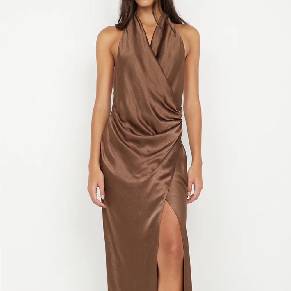 NWT Bec + Bridge Elisia Wrap Maxi Dress in Milk Chocolate